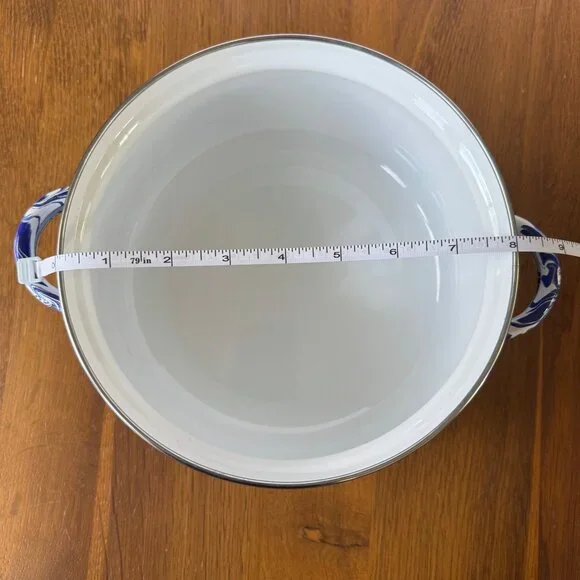 GOLDEN RABBIT 2.5 Quart Dutch Oven Blue Cobalt Swirl Enamel Stock Pot & Lid NEW - Picture 3 of 6